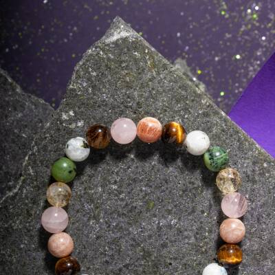 Başak Burcu Bileklik Amazonit, Bordo Granat Lal, Jasper, Krizokol, Mavi Apatit, Siyah Göz Akik, Yeşil Aventurin - 5