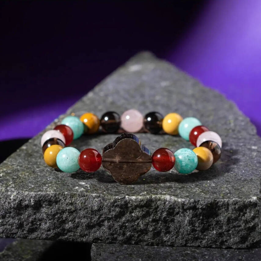 Başak Burcu Bileklik Amazonit, Dumanlı Kuvars, Jasper, Kırmızı Akik, Pembe Kuvars - 1