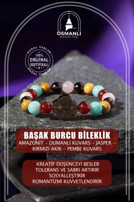Başak Burcu Bileklik Amazonit, Dumanlı Kuvars, Jasper, Kırmızı Akik, Pembe Kuvars - 2