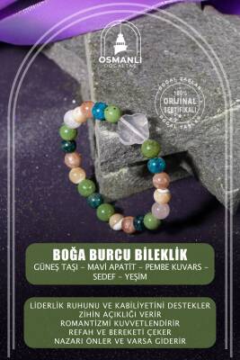 Başak Burcu Bileklik Amazonit, Dumanlı Kuvars, Jasper, Kırmızı Akik, Pembe Kuvars - 2