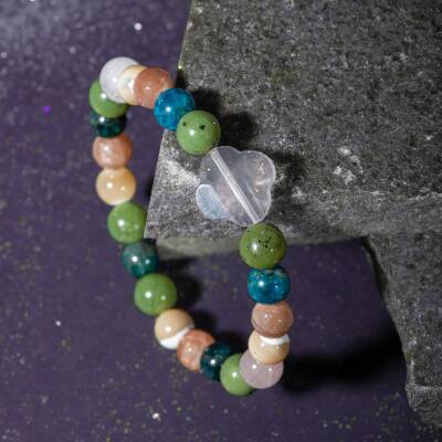 Başak Burcu Bileklik Amazonit, Dumanlı Kuvars, Jasper, Kırmızı Akik, Pembe Kuvars - 3