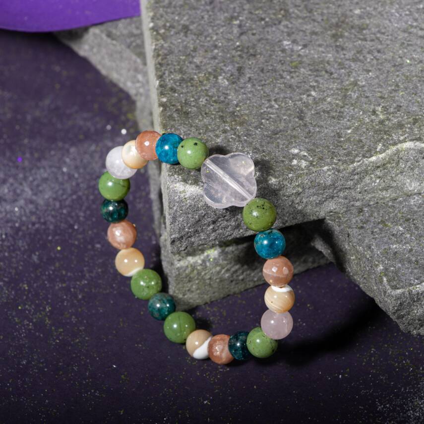 Başak Burcu Bileklik Amazonit, Dumanlı Kuvars, Jasper, Kırmızı Akik, Pembe Kuvars - 4