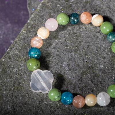 Başak Burcu Bileklik Amazonit, Dumanlı Kuvars, Jasper, Kırmızı Akik, Pembe Kuvars - 5