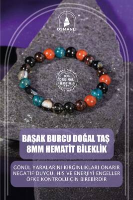 Başak Burcu Bileklik Bordo Granat Lal, Dumanlı Kuvars, Golden Obsidyen, Jasper, Mavi Apatit, Siyah Göz Akik - 2