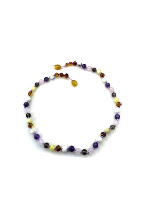 Bebek Kehribar Kalsit-Dumanlı Kuvars-Pembe Kuvars-Kehribar-Havlit-Ametist - 2