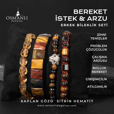 Bereket İstek Arzu Doğal Taş Erkek Bileklik Seti - Osmanlı Doğaltaş