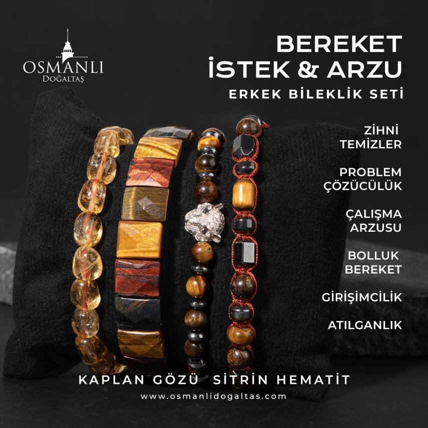 Bereket İstek Arzu Doğal Taş Erkek Bileklik Seti - 1