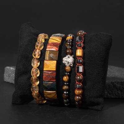 Bereket İstek Arzu Doğal Taş Erkek Bileklik Seti - 2