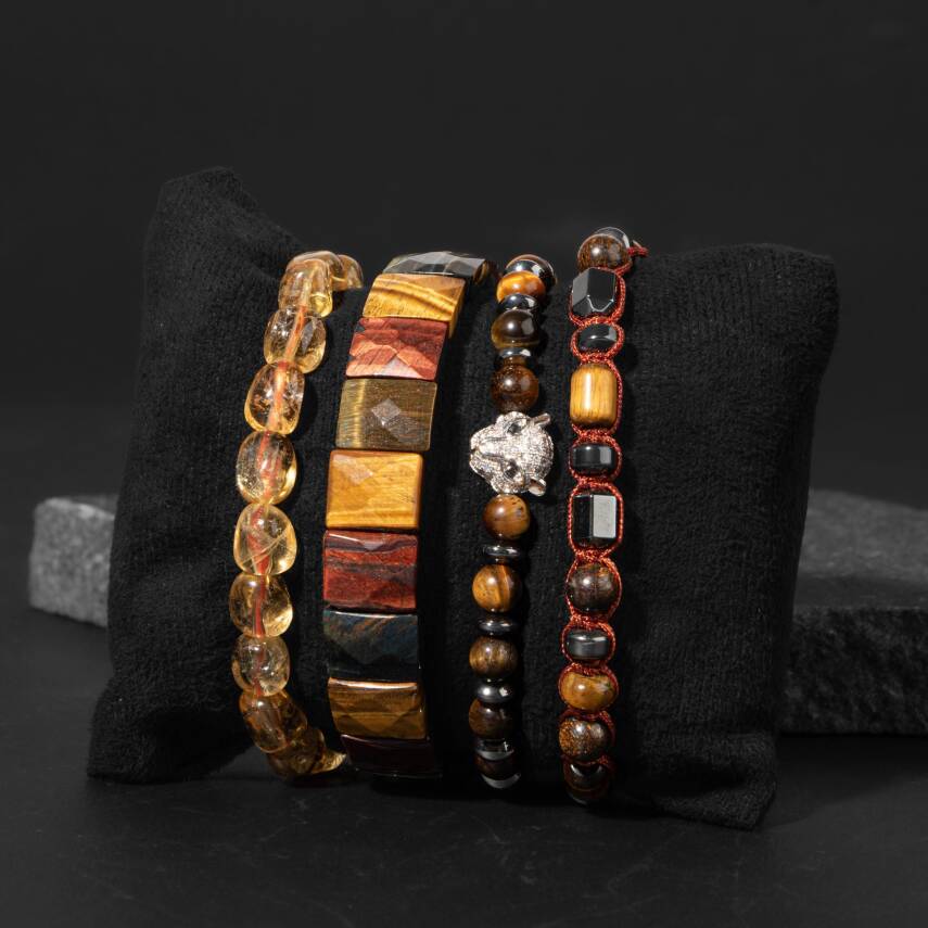 Bereket İstek Arzu Doğal Taş Erkek Bileklik Seti - 2