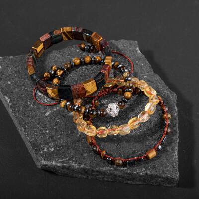 Bereket İstek Arzu Doğal Taş Erkek Bileklik Seti - 4