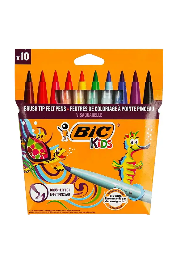 Bic Visa Fırça Uç Keçeli Boya Kalemi 10 Renk - 2