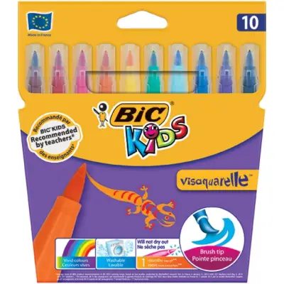 Bic Vısa Fırça Uç Keçeli Boya Kalemi 10Renk 8289641 - 1