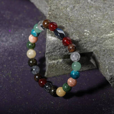 Boğa Burcu Bileklik Bronzit, Golden Obsidyen, Güneş Taşı, Kalsit, Kristal Kuvars, Krizokol, Mavi Apatit, Rutilli Kuvars, Yeşil Aventurin, Yeşim - 3