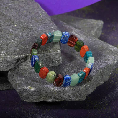 Boğa Burcu Bileklik Buz Mavizi Apatit, Dragon Jasper, Jasper, Lapis Lazuli, Yeşil Aventurin, Yeşim - Osmanlı Doğaltaş