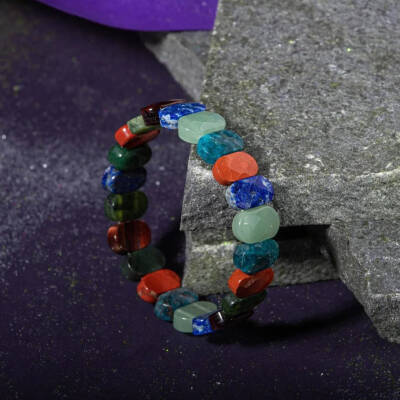 Boğa Burcu Bileklik Buz Mavizi Apatit, Dragon Jasper, Jasper, Lapis Lazuli, Yeşil Aventurin, Yeşim - 3