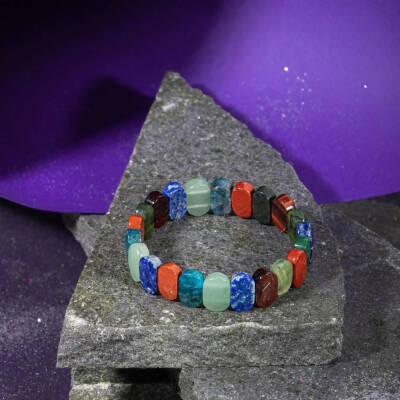 Boğa Burcu Bileklik Buz Mavizi Apatit, Dragon Jasper, Jasper, Lapis Lazuli, Yeşil Aventurin, Yeşim - 4