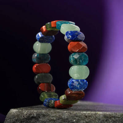 Boğa Burcu Bileklik Buz Mavizi Apatit, Dragon Jasper, Jasper, Lapis Lazuli, Yeşil Aventurin, Yeşim - 5