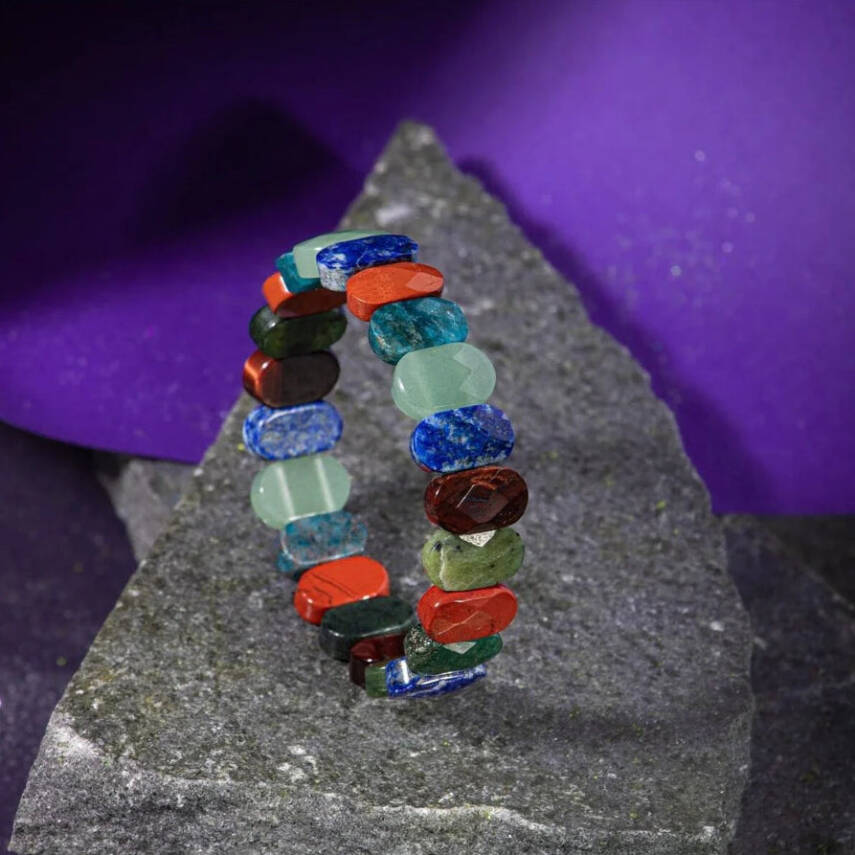 Boğa Burcu Bileklik Buz Mavizi Apatit, Dragon Jasper, Jasper, Lapis Lazuli, Yeşil Aventurin, Yeşim - 6