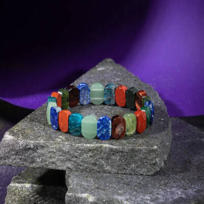 Boğa Burcu Bileklik Buz Mavizi Apatit, Dragon Jasper, Jasper, Lapis Lazuli, Yeşil Aventurin, Yeşim - 7