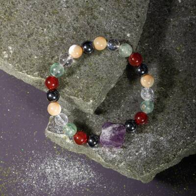 Boğa Burcu Bileklik Buz Mavizi Apatit, Dragon Jasper, Jasper, Lapis Lazuli, Yeşil Aventurin, Yeşim - 3