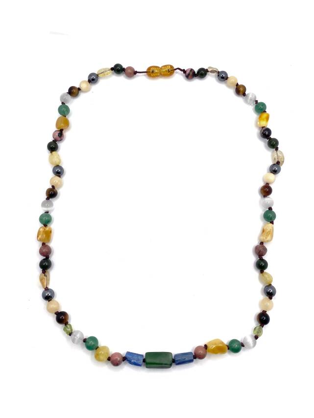 Boğa Burcu Doğal Taş Natürel Makrome Kolye Bileklik Seti Apatit Aventurin Kiyanit Kalsedon Krizopras Pembe Kuvars Turmalin - 3