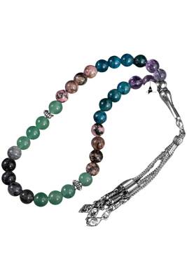 Boğa Burcu Tesbih Ametrin, Mavi Apatit, Rodonit, Rutilli Kuvars, Yeşil Aventurin - 5