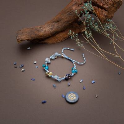 Boğaz Çakrası Doğal Taş Bileklik - Apatit-Akuamarin-Sodalit-Krizokol-Hematit - 5