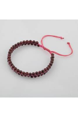 Bordo Granat Lal 4mm Çift Sıra Doğal Taş Bileklik - 5