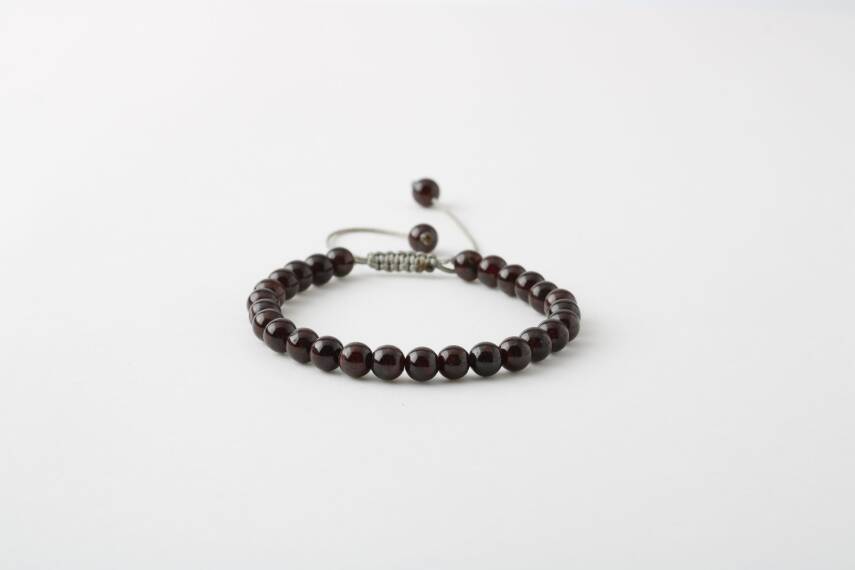 Bordo Granat Lal 6mm Merdiven Kapama Doğal Taş Bileklik - 2