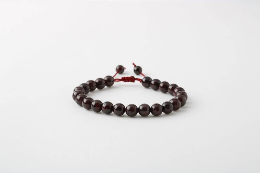 Bordo Granat Lal 8mm Merdiven Kapama Doğal Taş Bileklik - 2