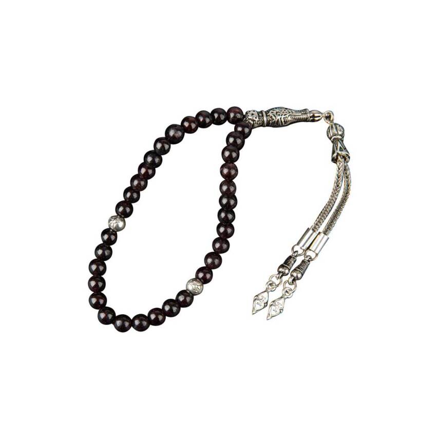Bordo Granat Lal Doğal Taş Tesbih 33lük - 6mm - 2