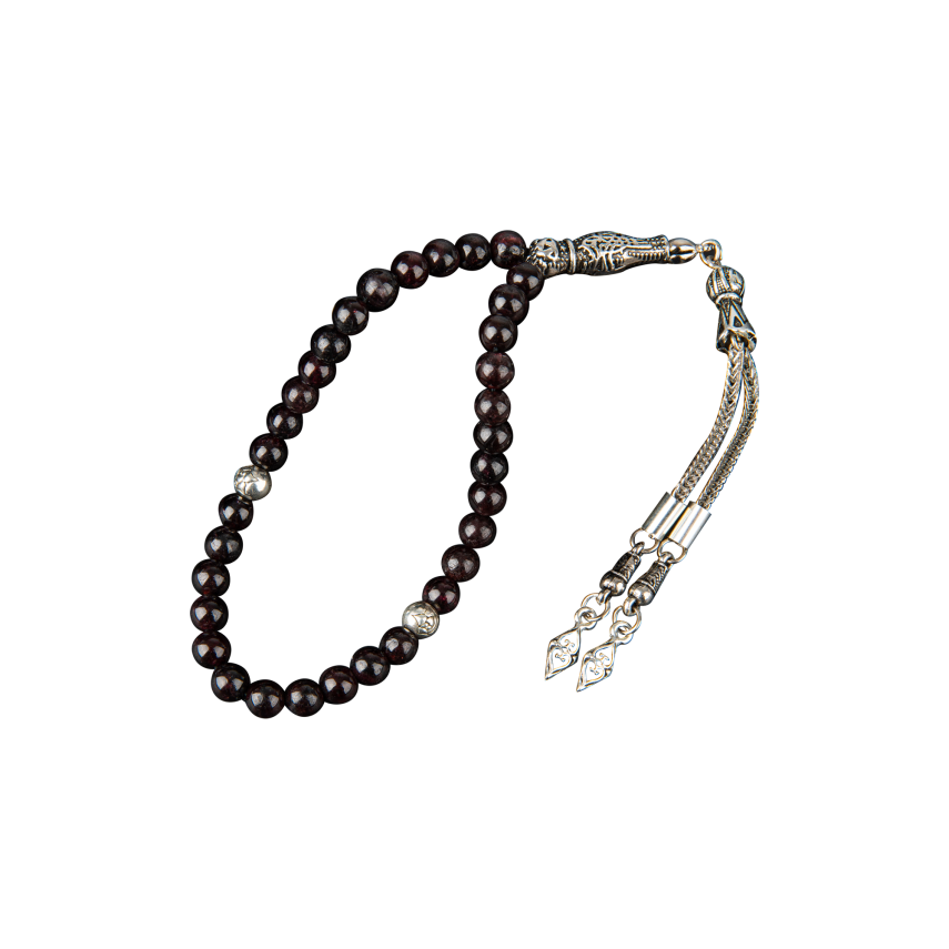 Bordo Granat Lal Doğal Taş Tesbih 33lük - 6mm - 4
