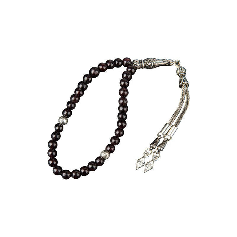 Bordo Granat Lal Doğal Taş Tesbih 33lük - 8mm - 3