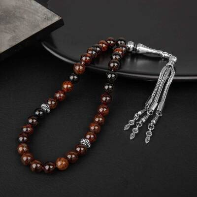 Bordo Granat Lal Doğal Taş Tesbih 33lük - 8mm - Doğal Taş