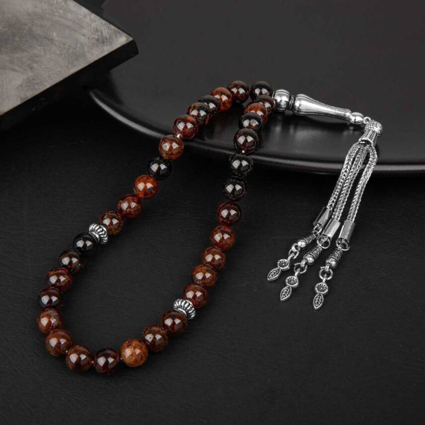 Bordo Granat Lal Doğal Taş Tesbih 33lük - 8mm - 1