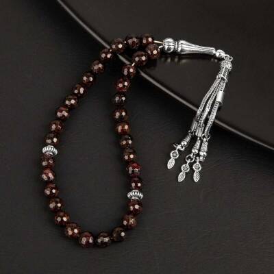 Bordo Granat Lal Doğal Taş Tesbih 33lük - 8mm - 4