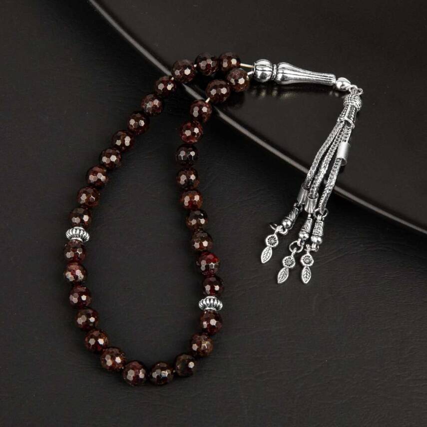 Bordo Granat Lal Doğal Taş Tesbih 33lük - 8mm - 4