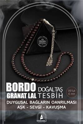 Bordo Granat Lal Doğal Taş Tesbih 99luk - 6mm - Osmanlı Doğaltaş