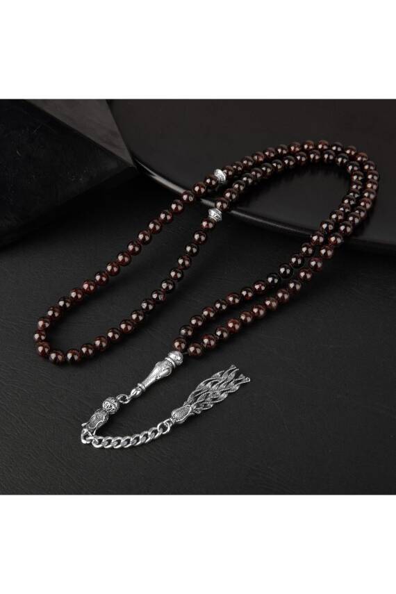 Bordo Granat Lal Doğal Taş Tesbih 99luk - 6mm - 3