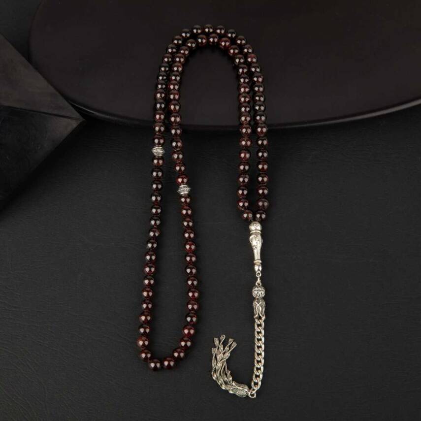 Bordo Granat Lal Doğal Taş Tesbih 99luk - 6mm - 3