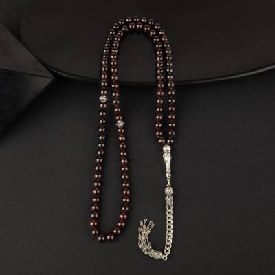 Bordo Granat Lal Doğal Taş Tesbih 99luk - 6mm - 2