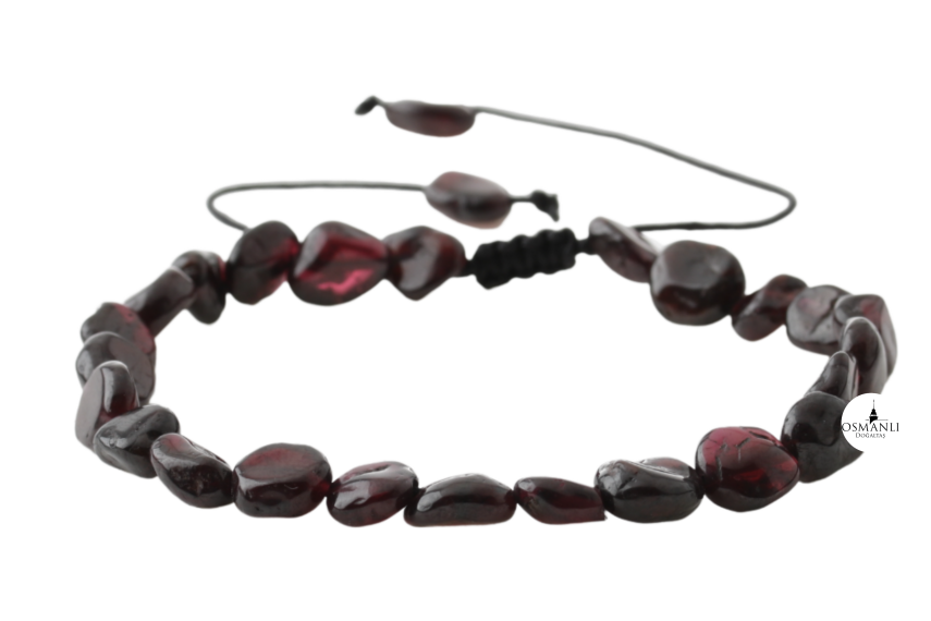 Bordo Granat Lal Natürel Kesim Doğal Taş Bileklik - 2