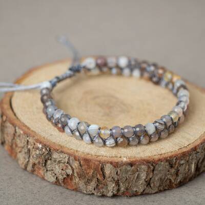 Botswana Akiği 3-4mm Çift Sıra Doğal Taş Bileklik - Osmanlı Doğaltaş