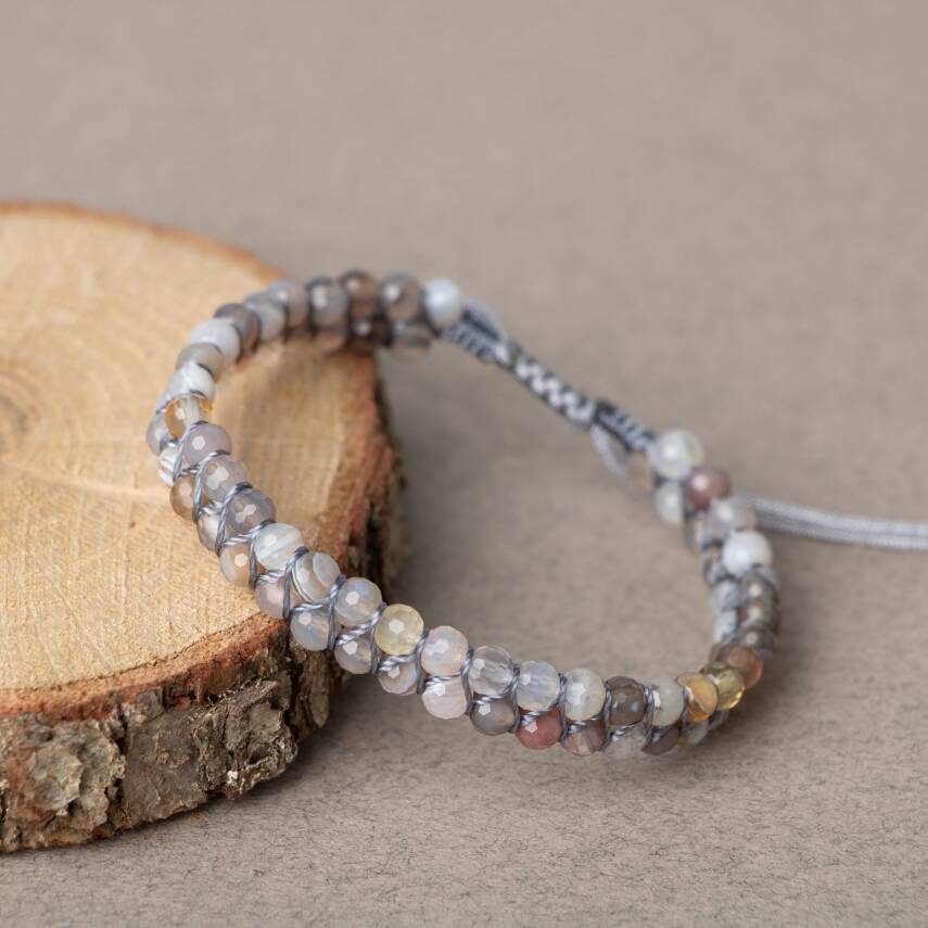 Botswana Akiği 3-4mm Çift Sıra Doğal Taş Bileklik - 3
