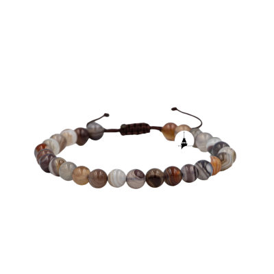 Botswana Akiği 6mm Merdiven Kapama Doğal Taş Bileklik - 2