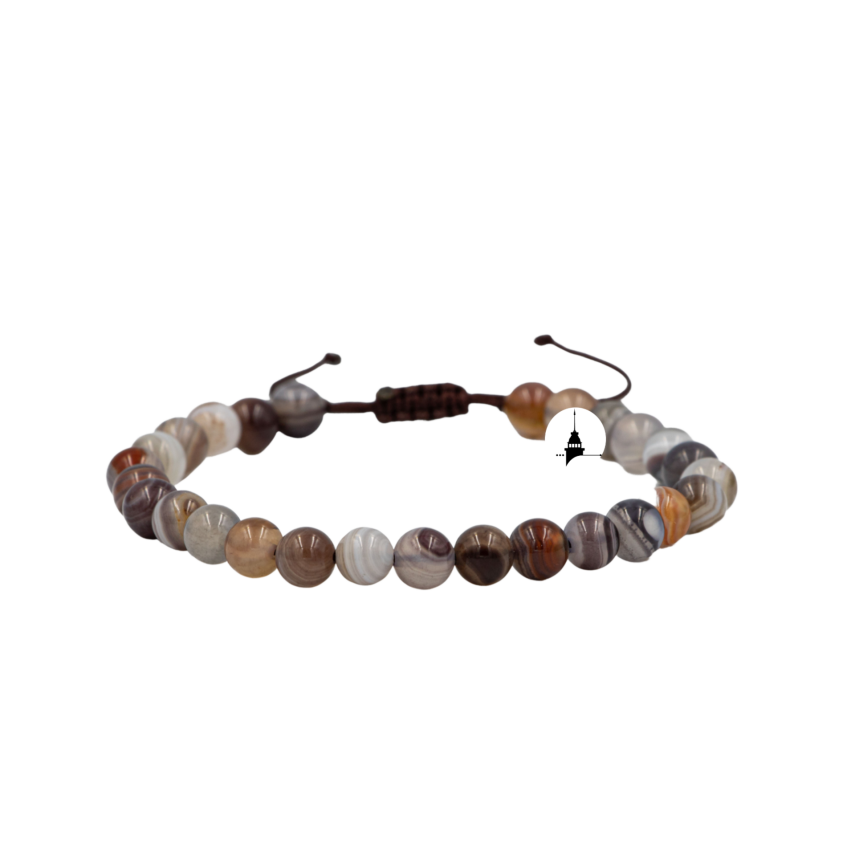 Botswana Akiği 6mm Merdiven Kapama Doğal Taş Bileklik - 2