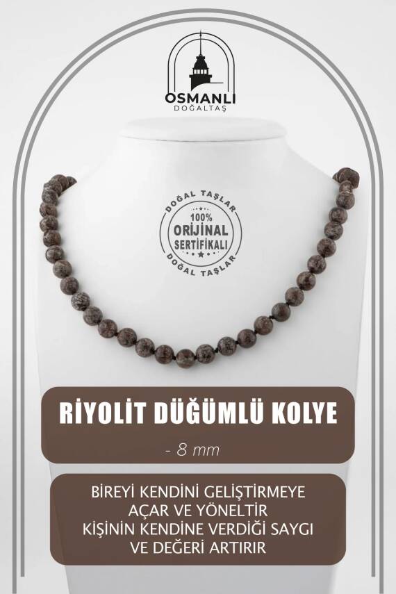 Botswana Akiği 8 mm Dizi Doğal Taş Kolye - 1