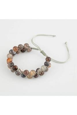 Botswana Akiği 8mm Çift Sıra Makrome Doğal Taş Bileklik - 2