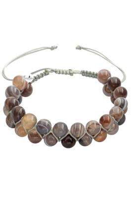 Botswana Akiği 8mm Çift Sıra Makrome Doğal Taş Bileklik - 3