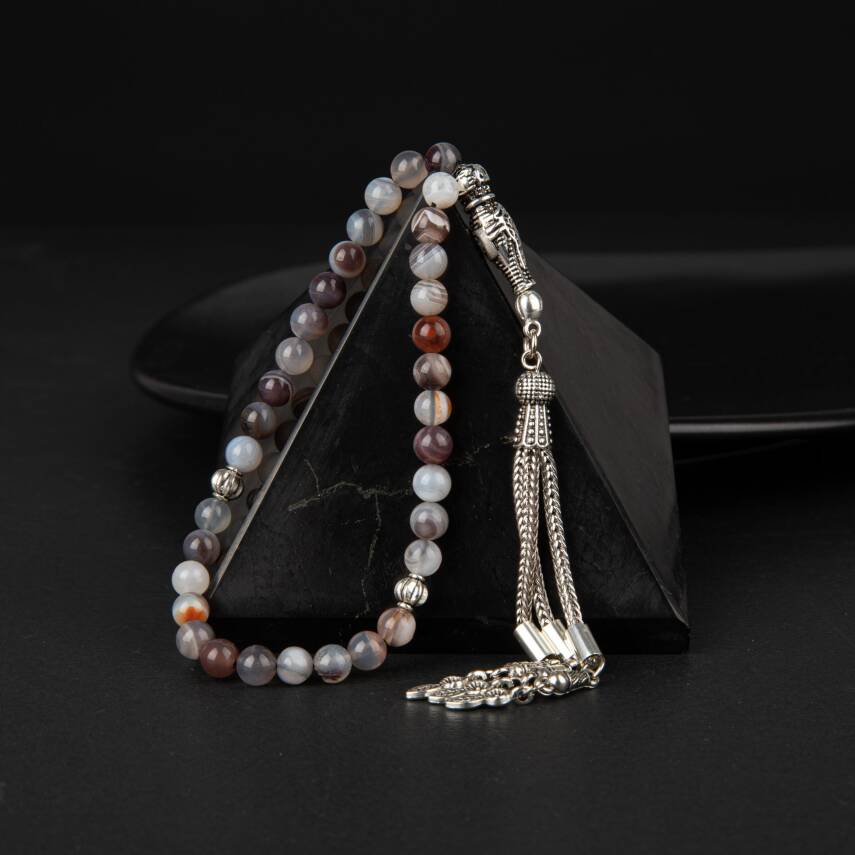 Botswana Akiği Doğal Taş Tesbih 33lük - 6mm - 3